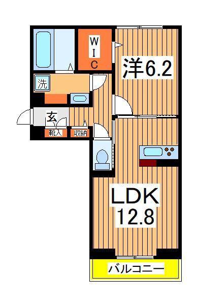 FERRO PALAZZO D棟(1LDK/2階)の間取り写真