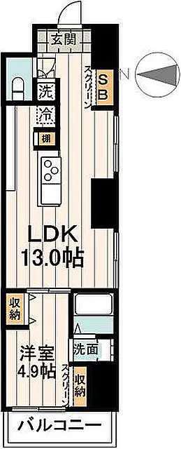 レスピール西大島(1LDK/6階)の間取り写真