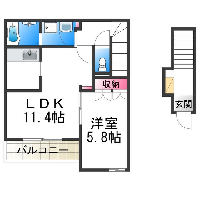 ホワイトシルク(1LDK/2階)の間取り写真