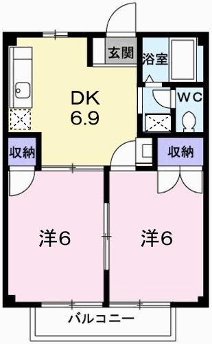 ネオライフ堂本(2DK/1階)の間取り写真