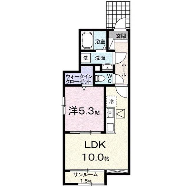 プラーム上田I(1LDK/1階)の間取り写真