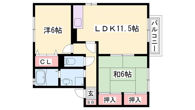 エスポワールI(2LDK/2階)の間取り写真