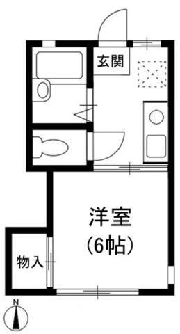 ハイツつるみね(1K/1階)の間取り写真