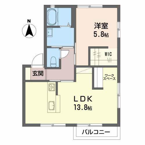 メゾン・ド・アルカディア(1LDK/2階)の間取り写真