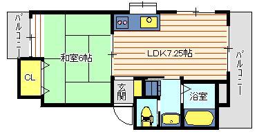 中川ハイツ(1LDK/3階)の間取り写真