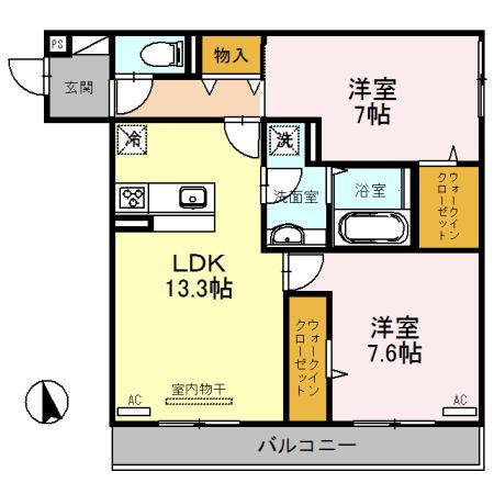 グランコート(2LDK/3階)の間取り写真