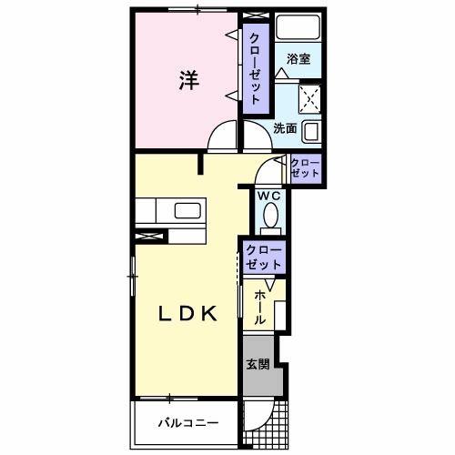 ブリリアンエステート・IC棟(1LDK/1階)の間取り写真