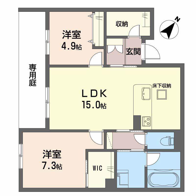 シャーメゾンシエロ(2LDK/1階)の間取り写真