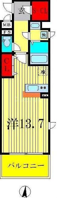 リュージュ(ワンルーム/6階)の間取り写真