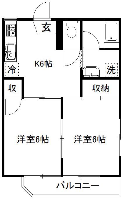 シャトー奥村(2DK/2階)の間取り写真