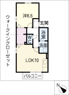 ウィルモア南島B棟(1LDK/2階)の間取り写真
