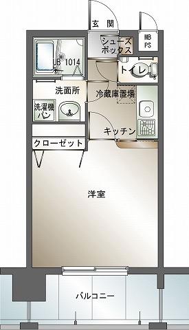 エンクレスト博多(1K/10階)の間取り写真