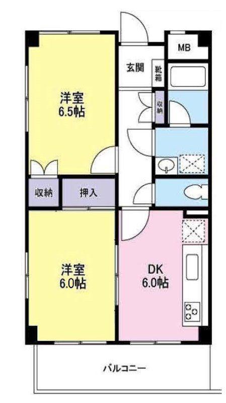 ルート立川(2DK/5階)の間取り写真