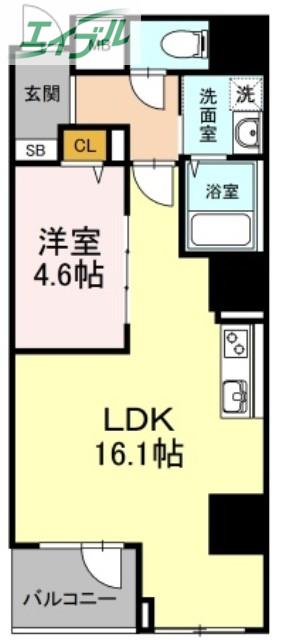 LA NEIGE中山下(1LDK/3階)の間取り写真