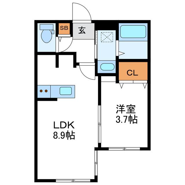 COLORE N17W5 コローレ(1LDK/2階)の間取り写真