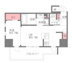 ソルティア天神橋丁(1LDK/11階)の間取り写真