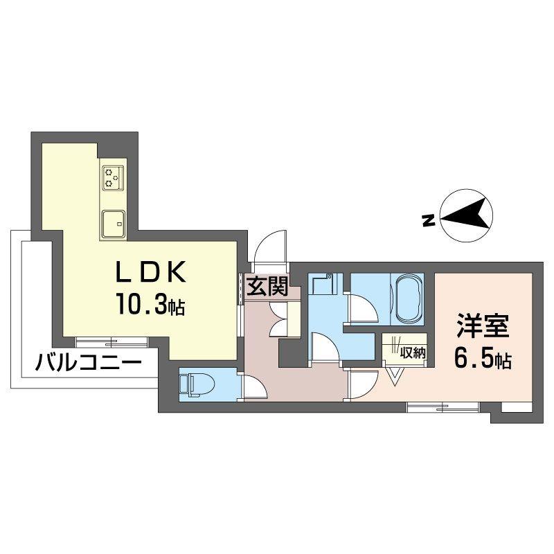ヴィアフィーデ経堂(1LDK/3階)の間取り写真