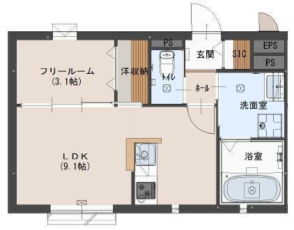 さくらヒルズ加古川(1LDK/1階)の間取り写真