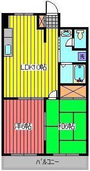 ミナモトマンション 1(2LDK/2階)の間取り写真