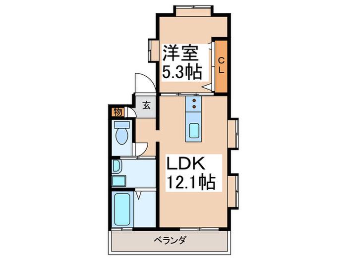 アーバン若草台(1LDK/2階)の間取り写真
