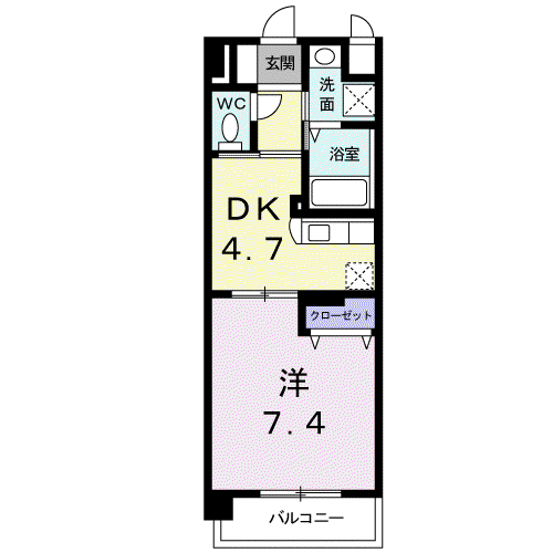 ドエルVI(1DK/3階)の間取り写真