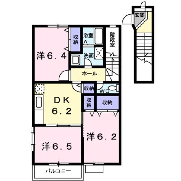 パルテール 伊勢町(3DK/2階)の間取り写真