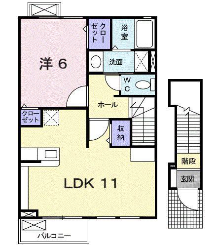 グランデ ニケ II(1LDK/2階)の間取り写真