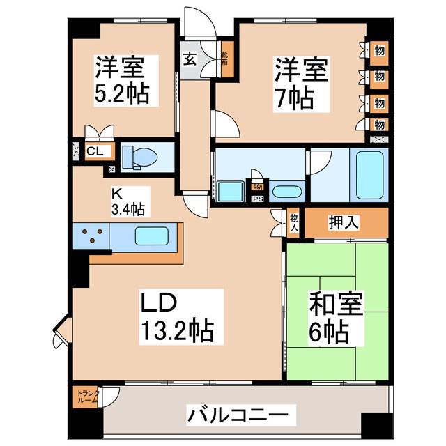 サーパス上田中央(3LDK/5階)の間取り写真