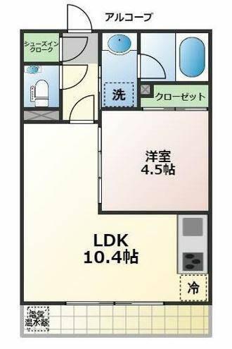 スタジオデン藤沢(1LDK/6階)の間取り写真