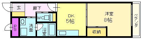 リッツなかもず(1DK/1階)の間取り写真