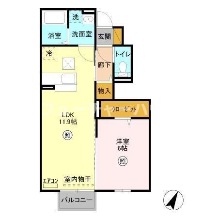 グランドソレーユ(1LDK/1階)の間取り写真