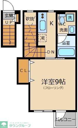 ウエストY葵(1K/2階)の間取り写真