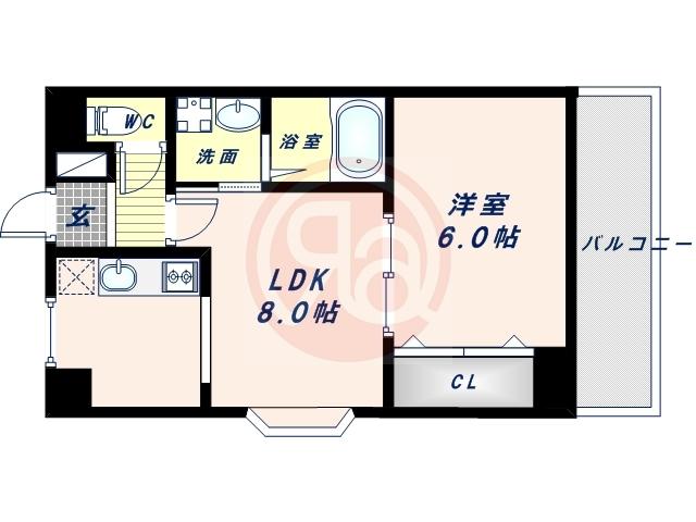 AXISLIFE四天王寺(1LDK/4階)の間取り写真