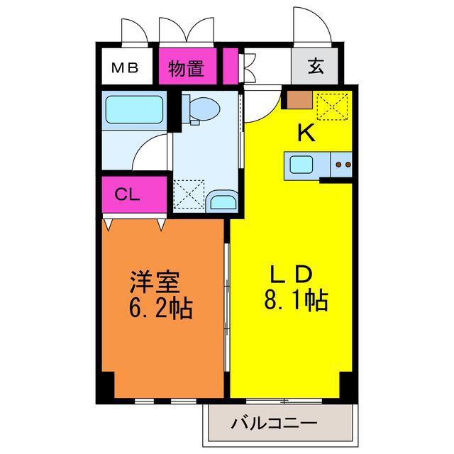 KAYA SUMI TOPIA(1LDK/4階)の間取り写真