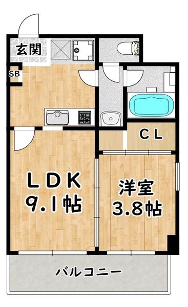 FELIS塚本(1LDK/2階)の間取り写真
