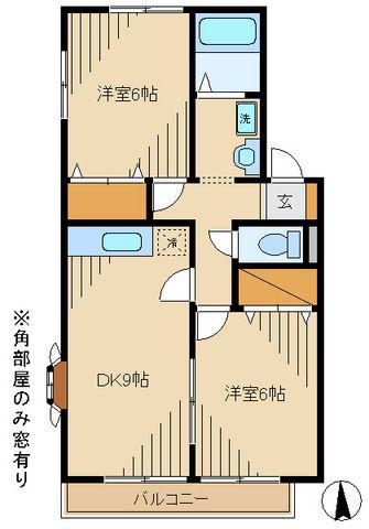 クレストⅠ(2DK/1階)の間取り写真