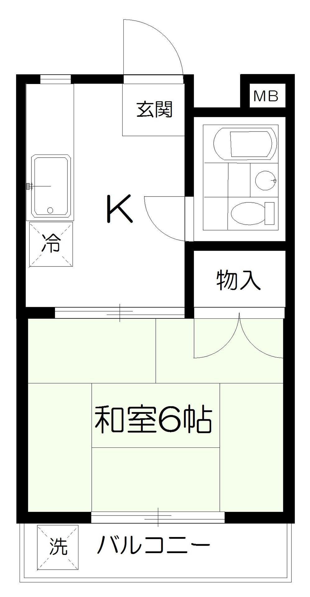 第二中川サンコーポ(1K/2階)の間取り写真