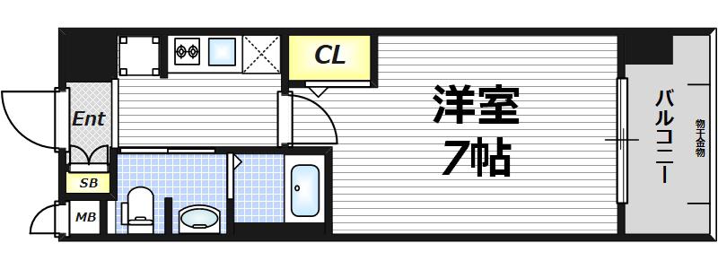 大阪ウエストレジデンスII(1K/4階)の間取り写真