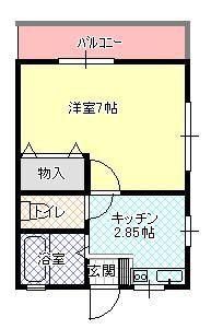 ラボン・エトワール(1K/2階)の間取り写真