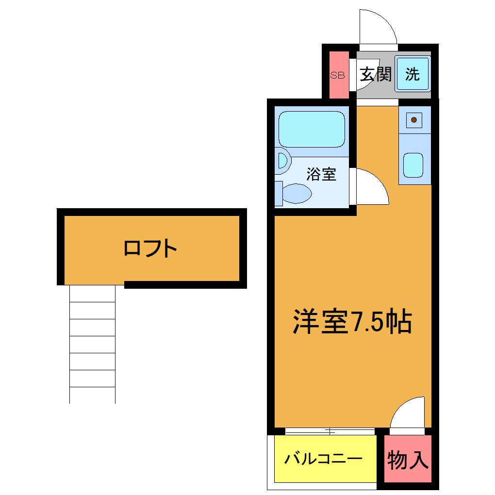 ブイメゾン(ワンルーム/3階)の間取り写真