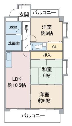 マンションサンパレス(3LDK/2階)の間取り写真