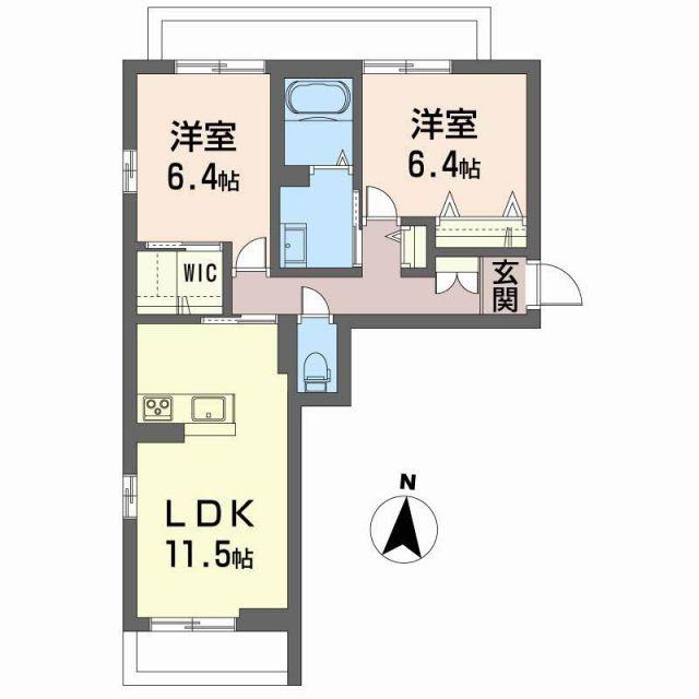 ベレオ緑粋園(2LDK/1階)の間取り写真