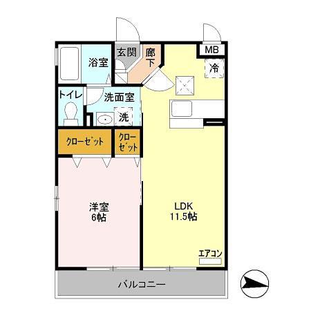 Y・K花畑(1LDK/1階)の間取り写真