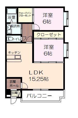 ヒルズK・T(2LDK/1階)の間取り写真