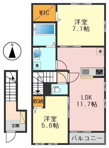 フローレンスレジデンス(2LDK/2階)の間取り写真