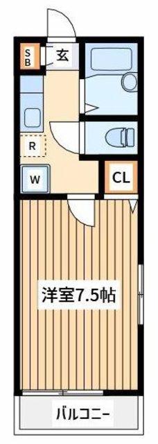 ドミール聖蹟(1K/1階)の間取り写真
