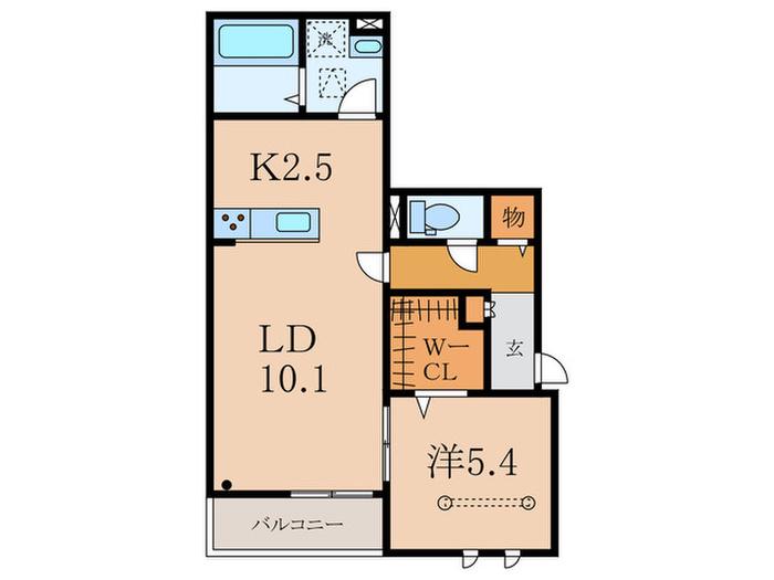 WHITE PALACE(1LDK/1階)の間取り写真