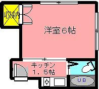 シャンポール小倉(1K/2階)の間取り写真