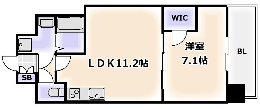 S-RESIDENCE日本橋QUALIERエスレジデンス日本橋クオリ(1LDK/15階)の間取り写真