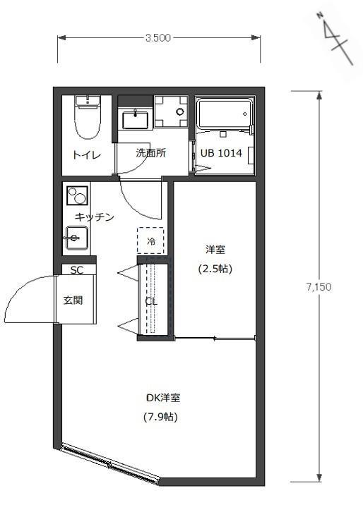 D-STYLEお花茶屋(1DK/1階)の間取り写真